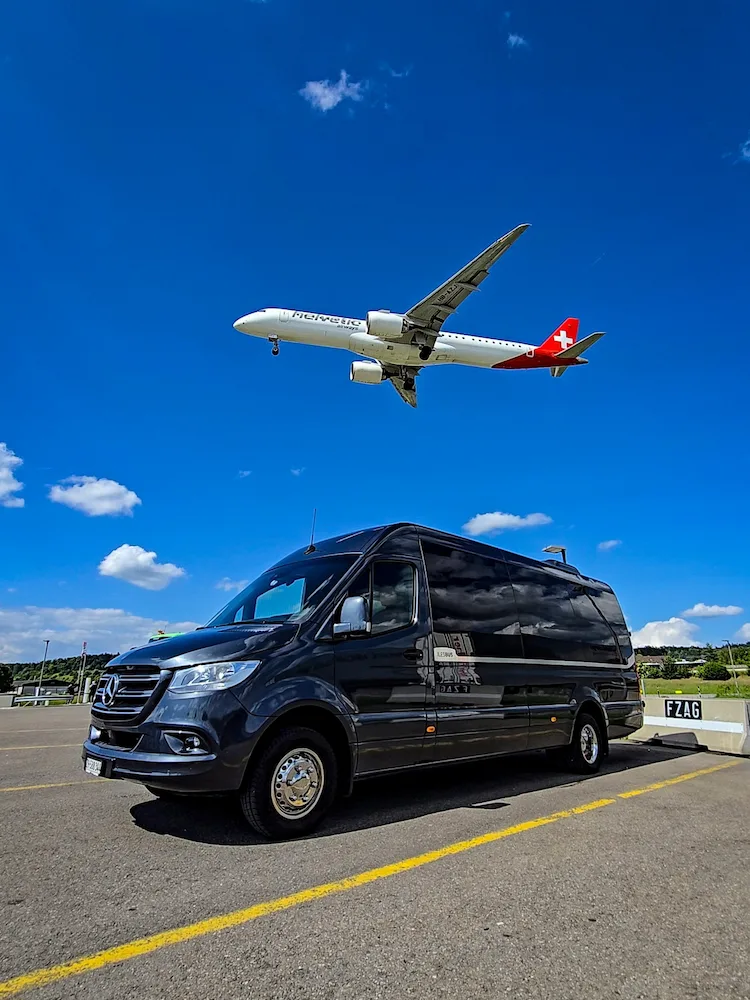 Minibus with driver for airport transfers and group transportation